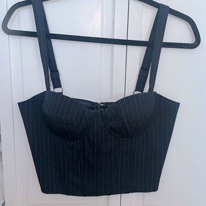 AQUA navy pinstripes bustier - size xs